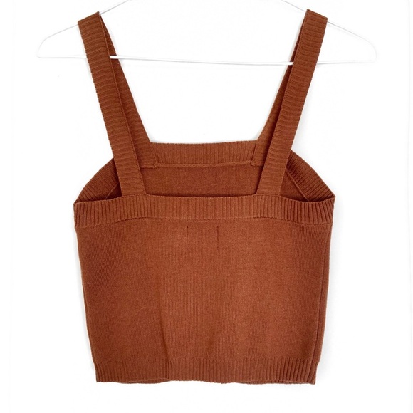 ASOS Brown Knit Crop Top w/ Underbust Seam Detail - Picture 3 of 4